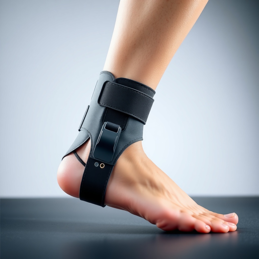 발목 보호대가 관절을 견고하게 지지하고 있는 모습